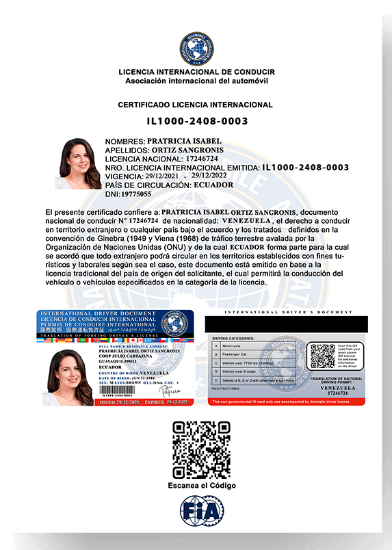 Certificado de Licencia Internacional